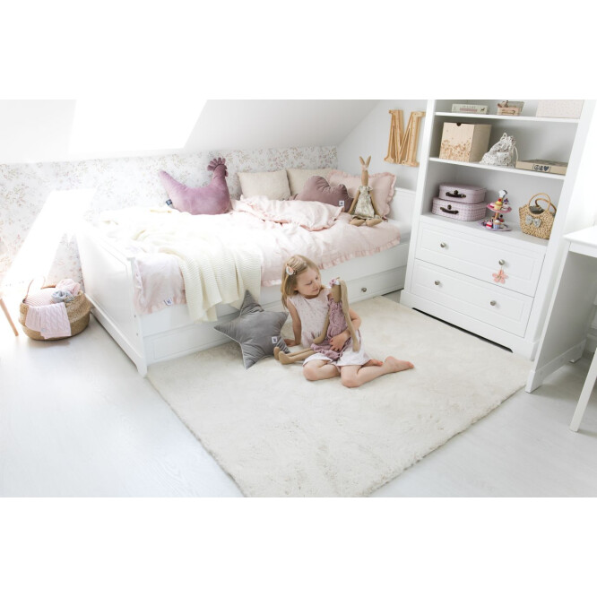 Set pat tineret Marylou alb MDF si saltea 90x200 cm