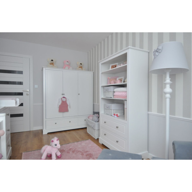 Dulap 3 usi, 2 sertare, MDF, Alb, stil clasic-romantic, 174x146 cm, colectia MARYLOU