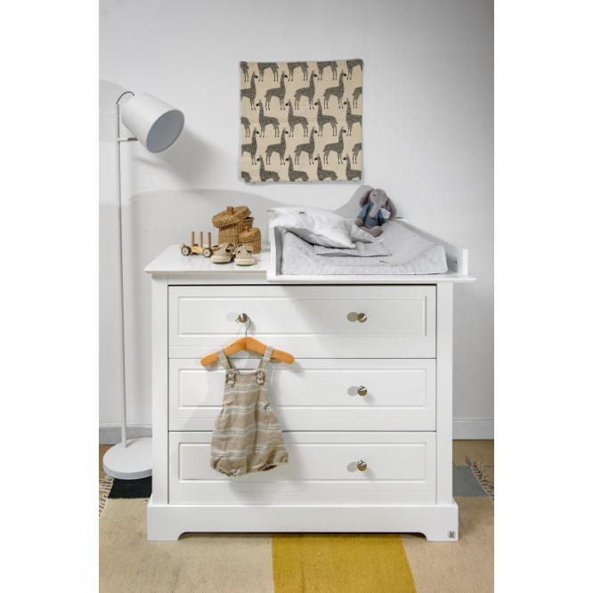 Comoda 3 sertare, MDF, Alb, stil clasic-romantic, colectia Marylou