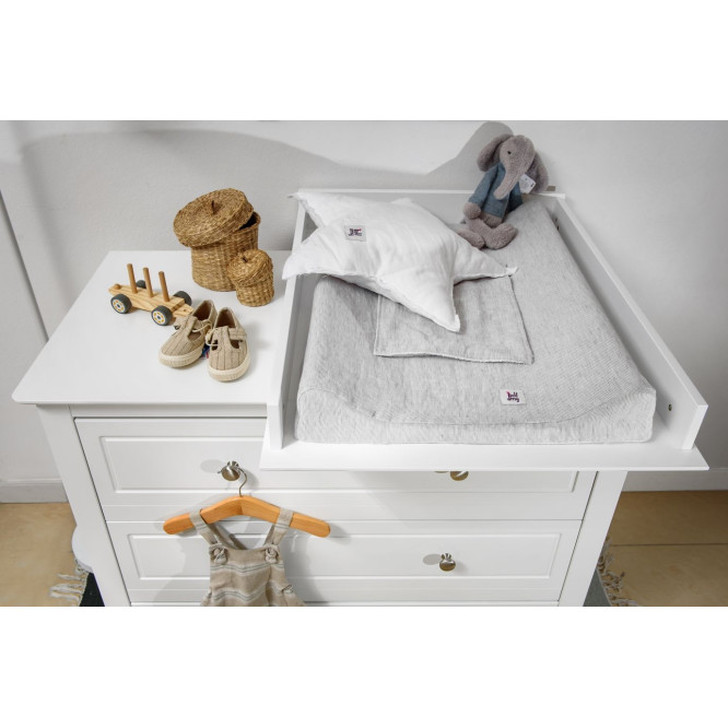 Comoda 3 sertare, MDF, Alb, stil clasic-romantic, colectia Marylou