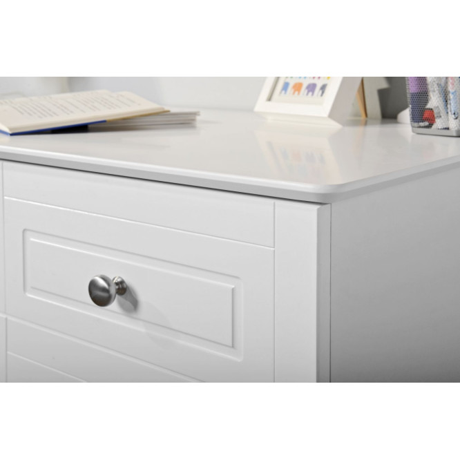 Comoda 3 sertare, MDF, Alb, stil clasic-romantic, colectia Marylou
