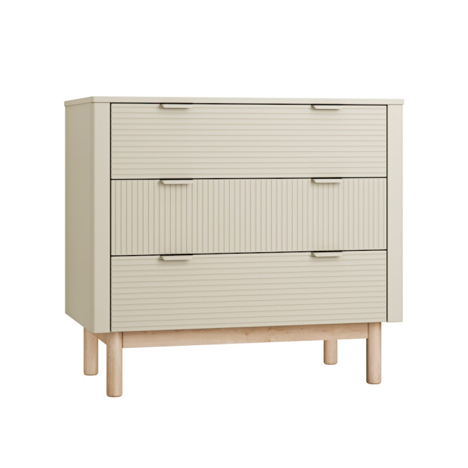 Comoda 3 sertare  din lemn masiv / MDF, colectia Miloo, champagne