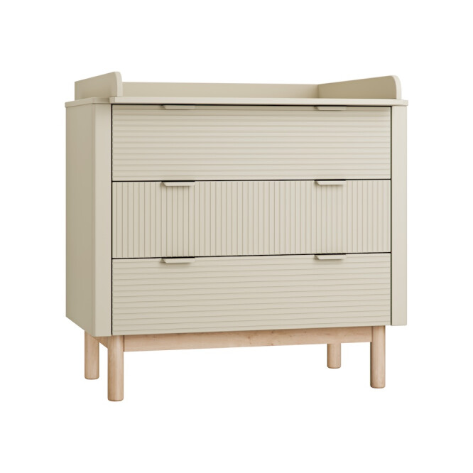 Comoda 3 sertare  din lemn masiv / MDF, colectia Miloo, champagne