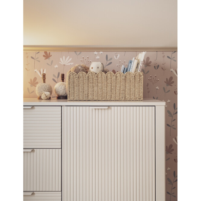 Comoda 3 sertare + dulapior  din lemn masiv / MDF, colectia Miloo, champagne