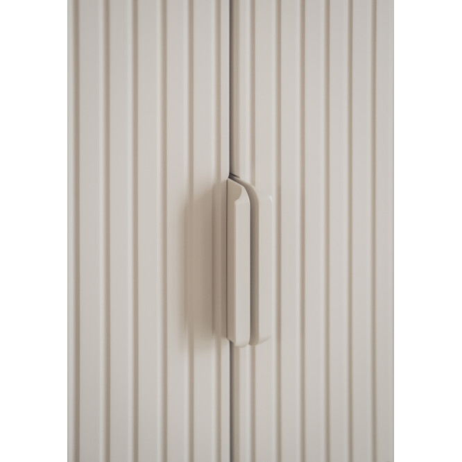 Dulap inalt cu 3 usi, 2 sertare, 200x145 cm din lemn masiv / MDF, colectia Miloo, champagne