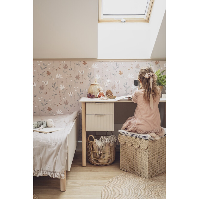 Birou  din lemn masiv / MDF, colectia Miloo, champagne