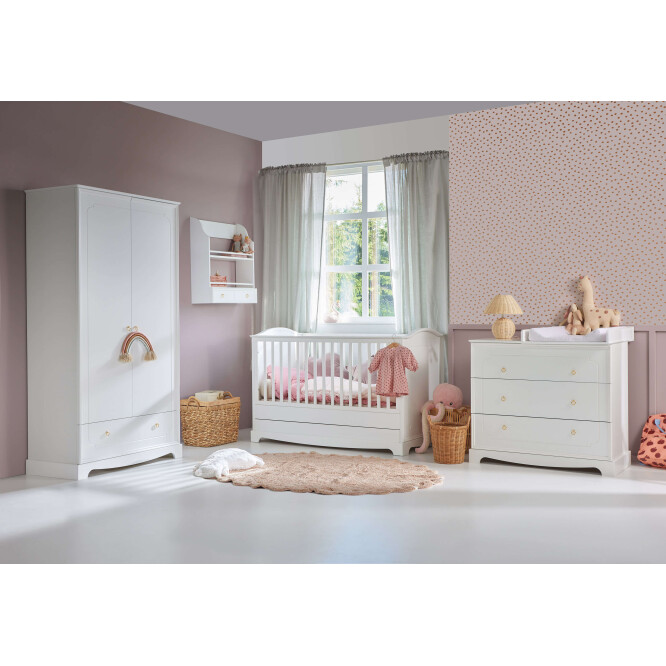 Comoda 3 sertare, MDF, ALB, stil clasic-romantic, colectia Royal