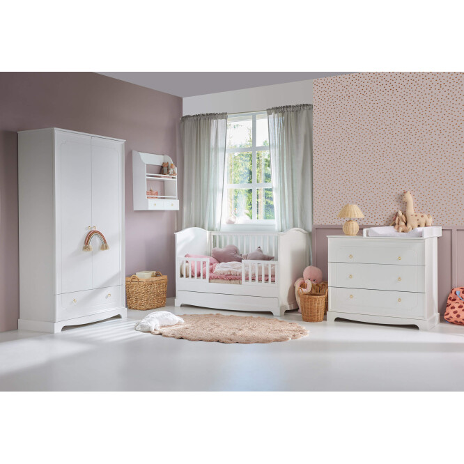 Comoda 3 sertare, MDF, ALB, stil clasic-romantic, colectia Royal