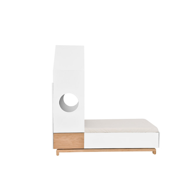 Biblioteca tip casuta, 3 rafturi din lemn de stejar, MDF, stil modern, colectia Nomi