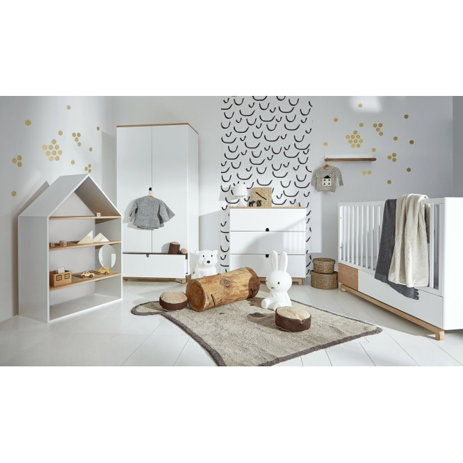 Dulap 2 usi, 1 sertar, MDF, picioare lemn de stejar, stil modern, 190x90 cm colectia NOMI