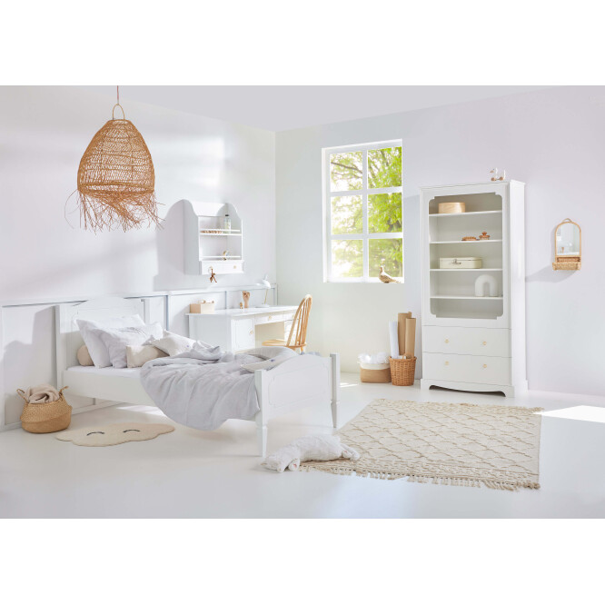 Pat tineret, 90x200 cm, MDF, ALB, stil clasic-romantic, colectia Royal