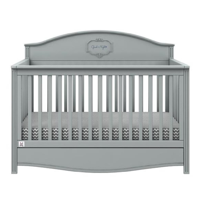 Patut bebe cu sertar, Good Night, lemn/MDF gri, 140 x 70 cm
