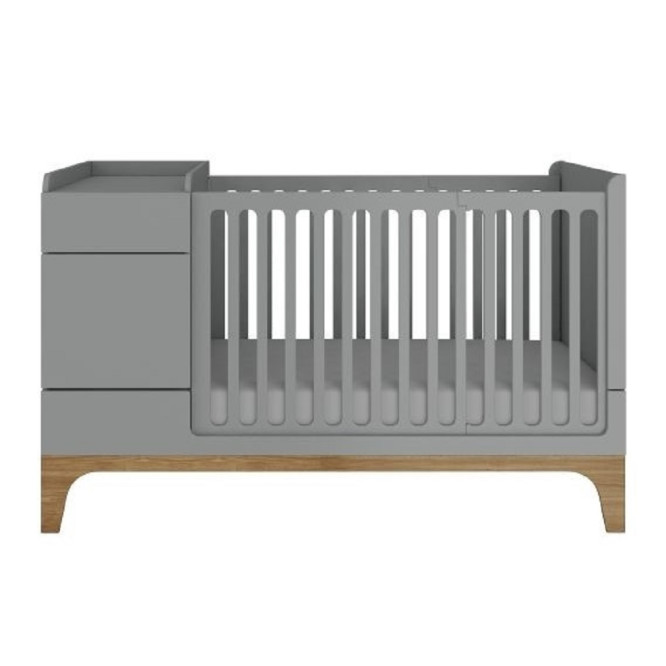 Patut bebe transformabil, UP!, lemn/MDF, gri, 120-160 x 70 cm