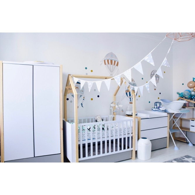 Dulap 2 usi, 1 sertar, cadru de Lemn, stil montessori, 190x100 cm, colectia PINETTE