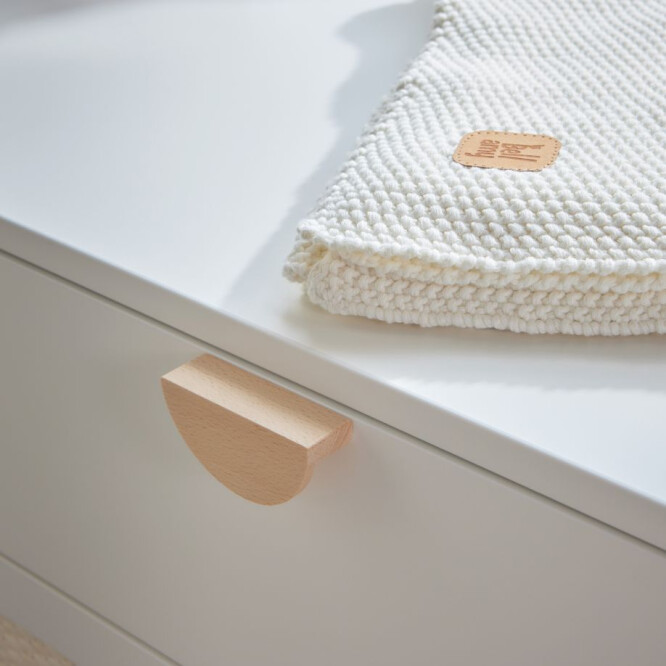Comoda 2 usi, cu sertar, MDF/lemn de fag, stil Scandinav, Ratan