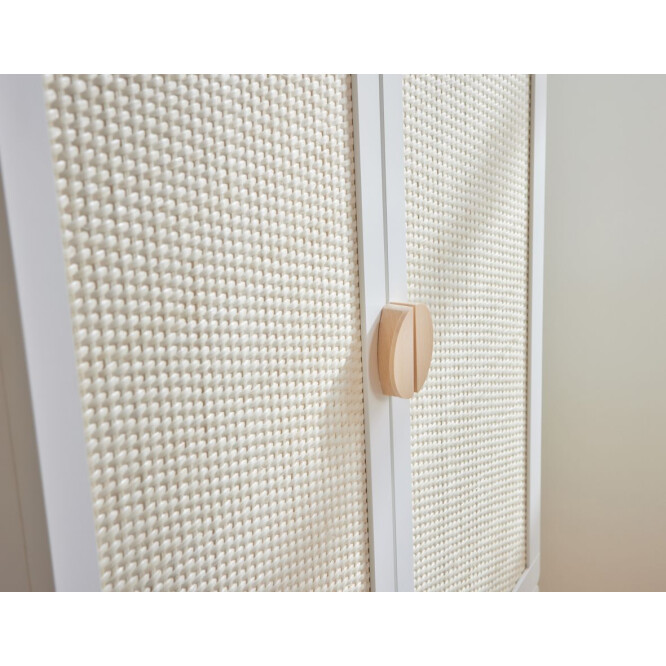 Dulap 2 usi, 2 sertare, MDF/lemn de fag, stil Scandinav, Ratan, 200x90 cm