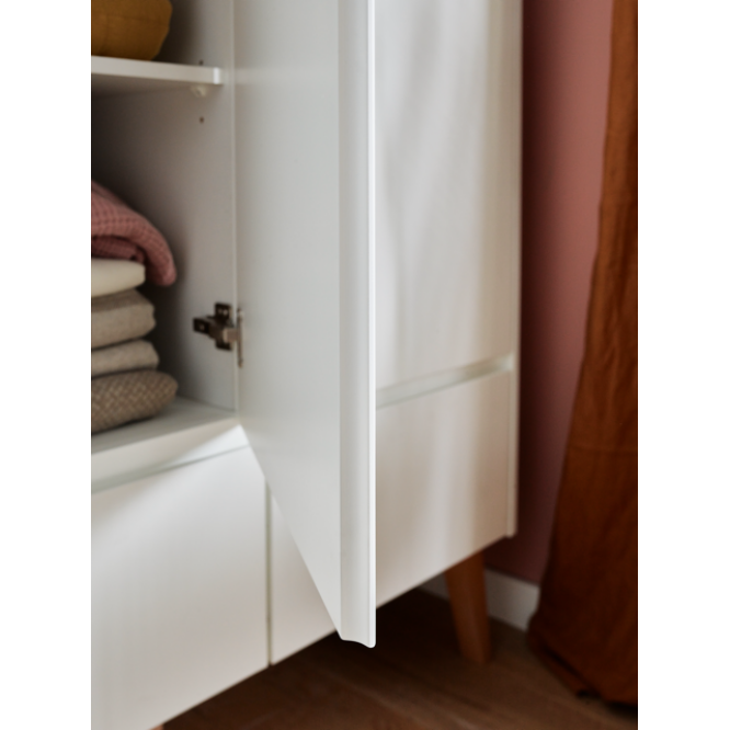 Dulap 3 usi, 2 sertare, MDF/lemn de fag, 200x150, cm, Swing Alb