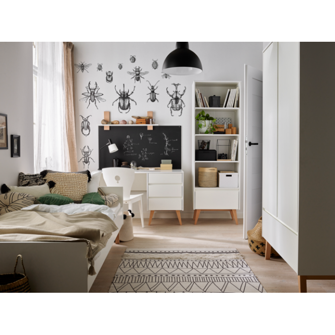 Biblioteca inalta MDF/Lemn Swing Alb 200x65 cm