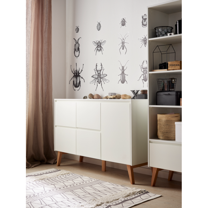 Biblioteca inalta MDF/Lemn Swing Alb 200x65 cm