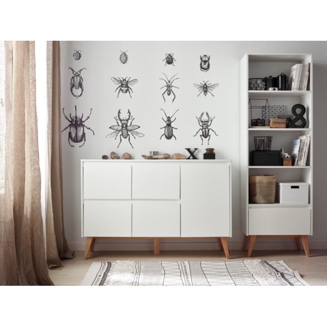 Biblioteca inalta MDF/Lemn Swing Alb 200x65 cm