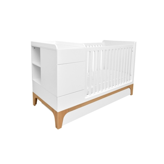 Patut bebe transformabil, UP!, lemn/MDF, alb, 120-160 x 70 cm