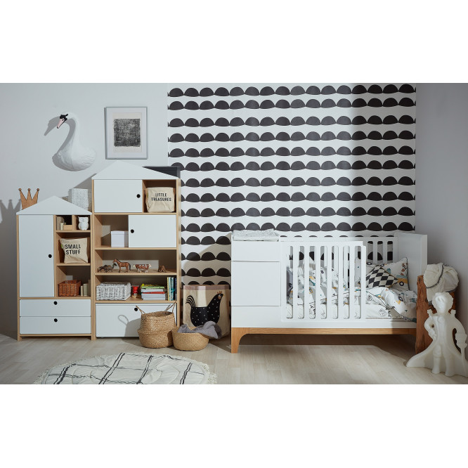 Patut bebe transformabil, UP!, lemn/MDF, alb, 120-160 x 70 cm