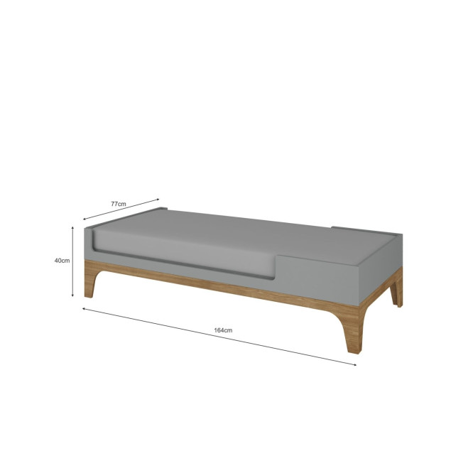 Patut bebe transformabil, UP!, lemn/MDF, gri, 120-160 x 70 cm