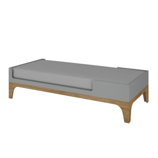 Patut bebe transformabil, UP!, lemn/MDF, gri, 120-160 x 70 cm