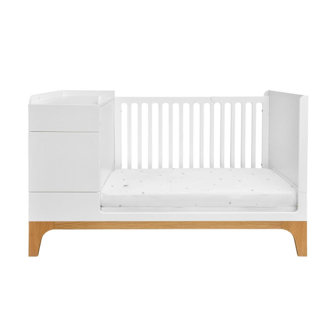 Patut bebe transformabil, UP!, lemn/MDF, alb, 120-160 x 70 cm